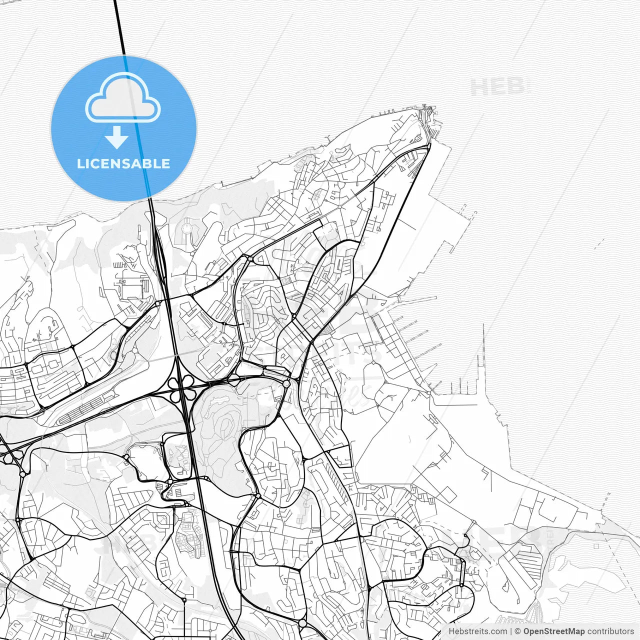 Vector PDF map of Almada, Portugal