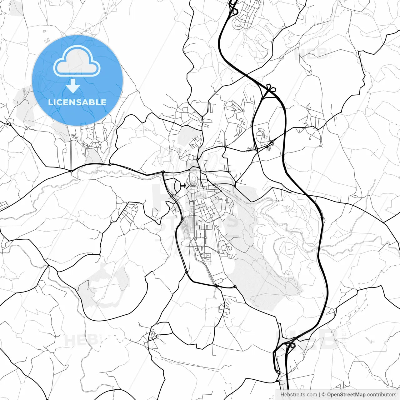 Vector PDF map of Torres Vedras, Portugal
