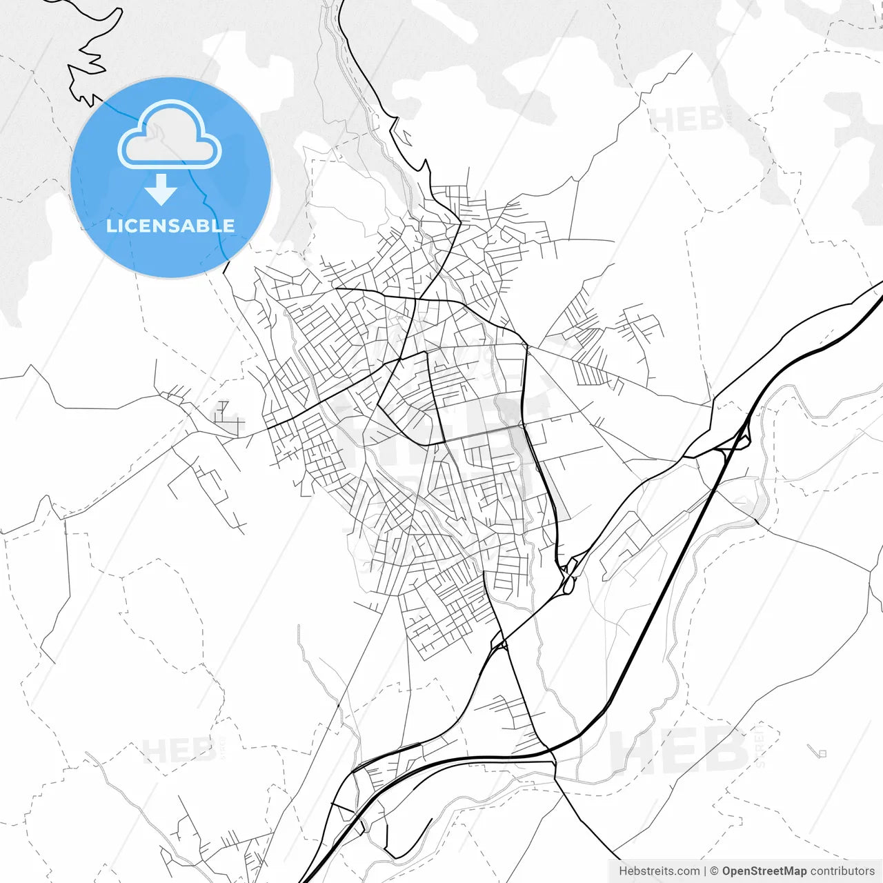 Vector PDF map of Vranje, Serbia