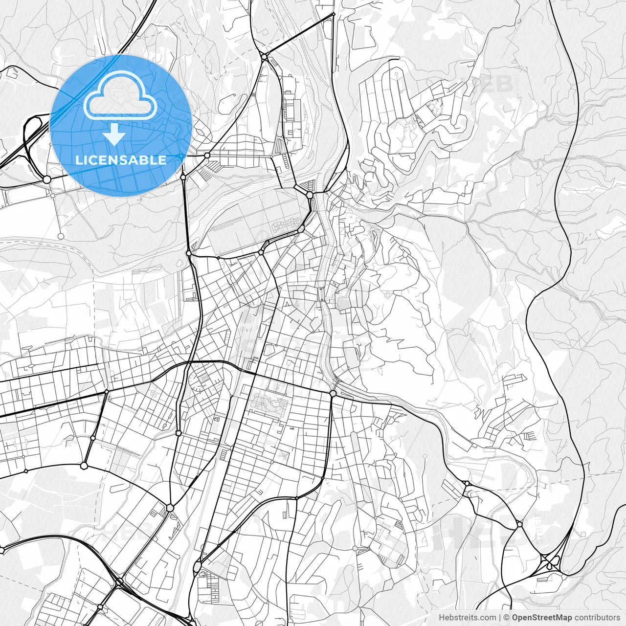 Vector PDF map of Girona, Spain