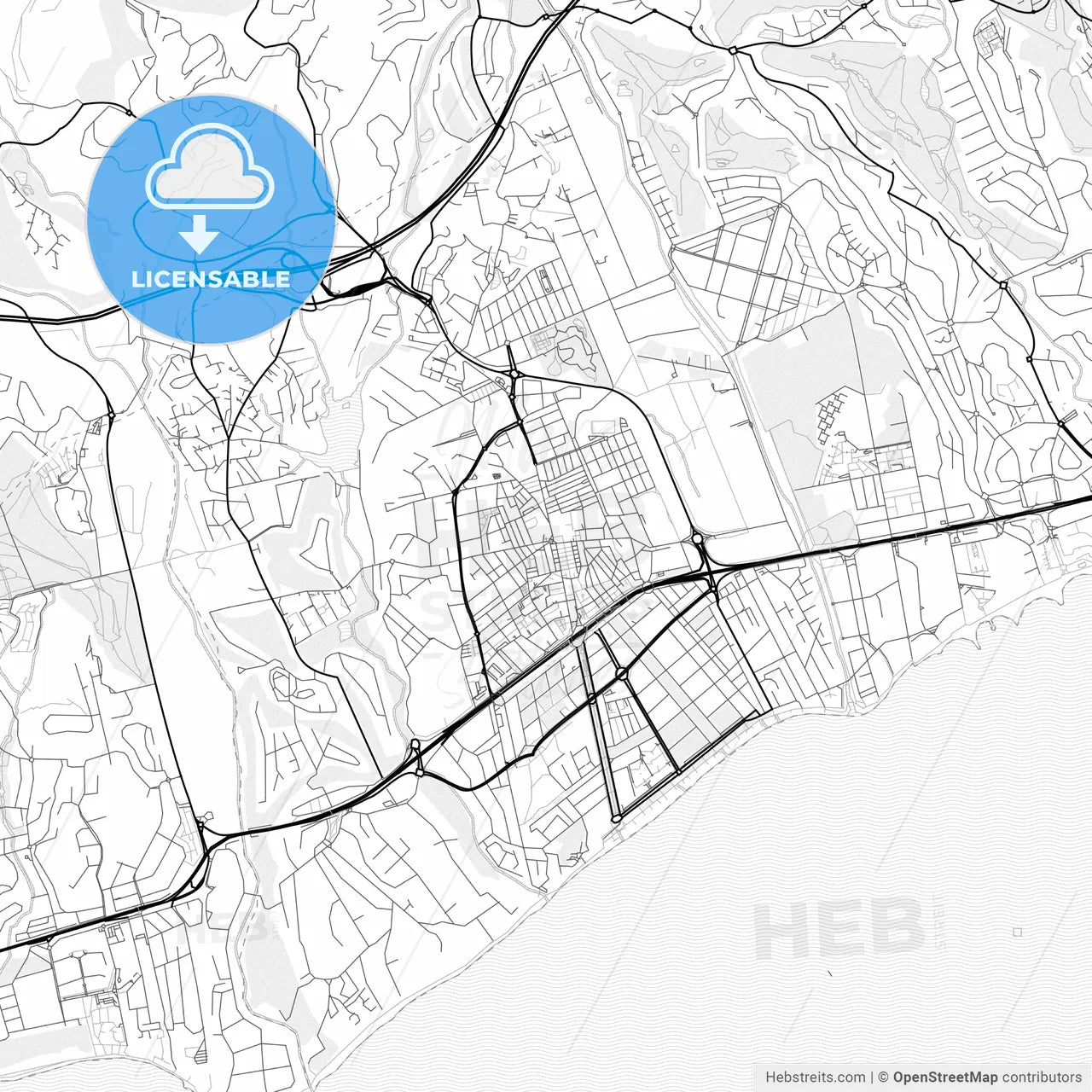 Vector PDF map of San Pedro de Alcántara, Spain