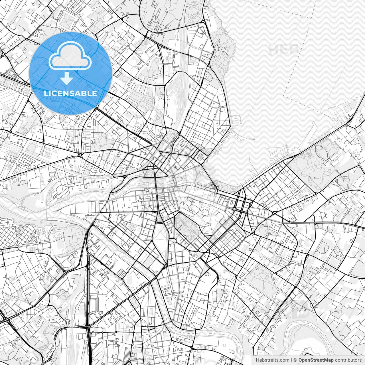 Vector PDF map of Geneva, Switzerland