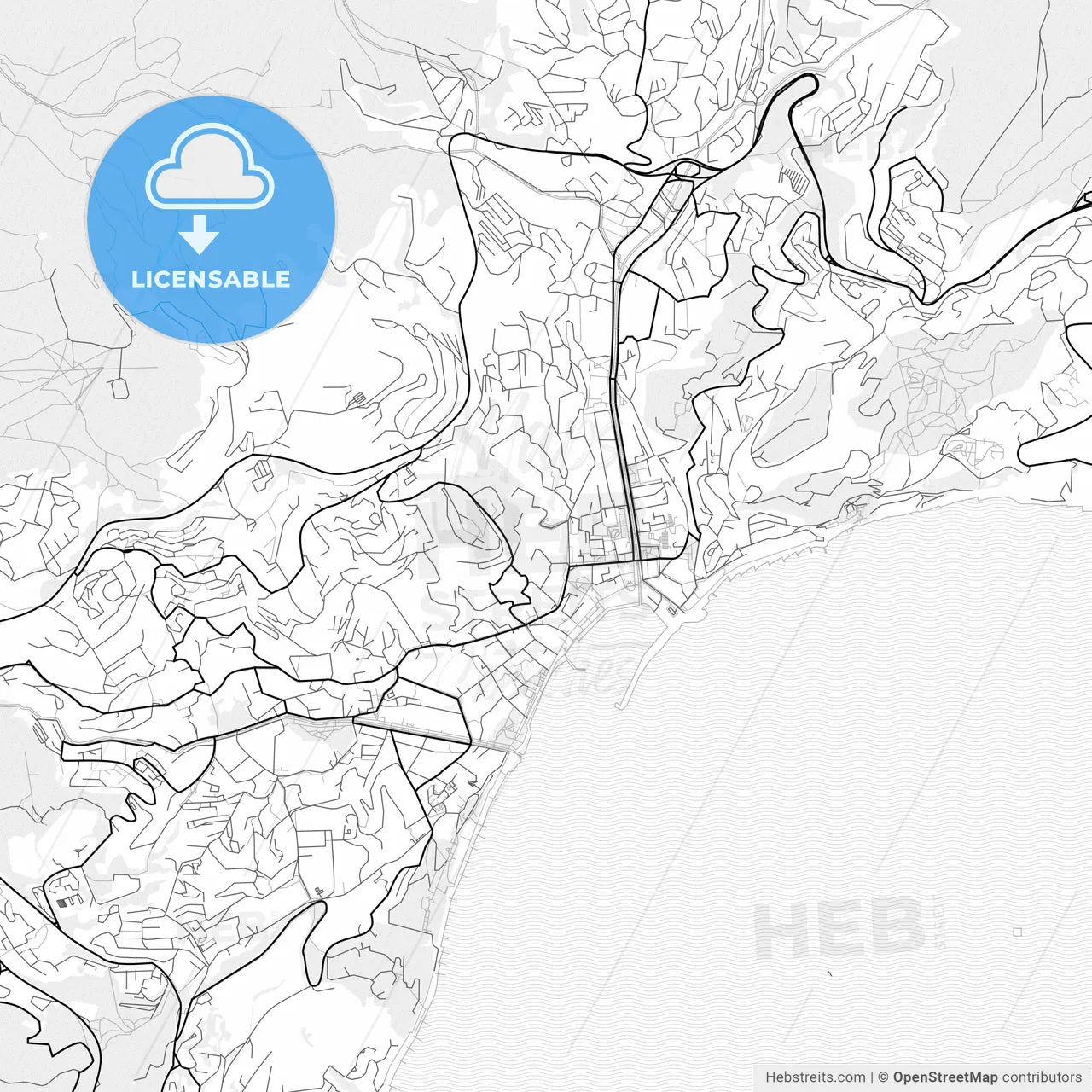 Vector PDF map of Yalta, Ukraine