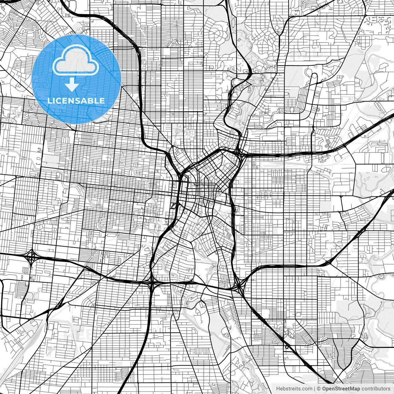 Vector PDF map of San Antonio, Texas, United States