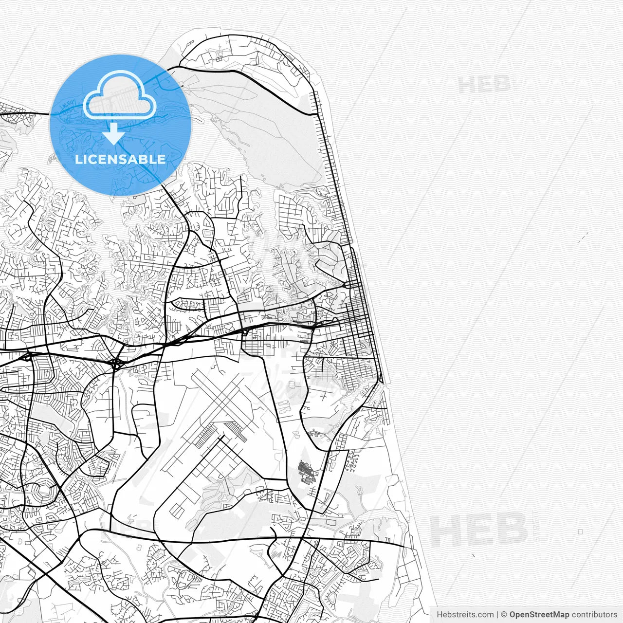 Vector PDF map of Virginia Beach, Virginia, United States