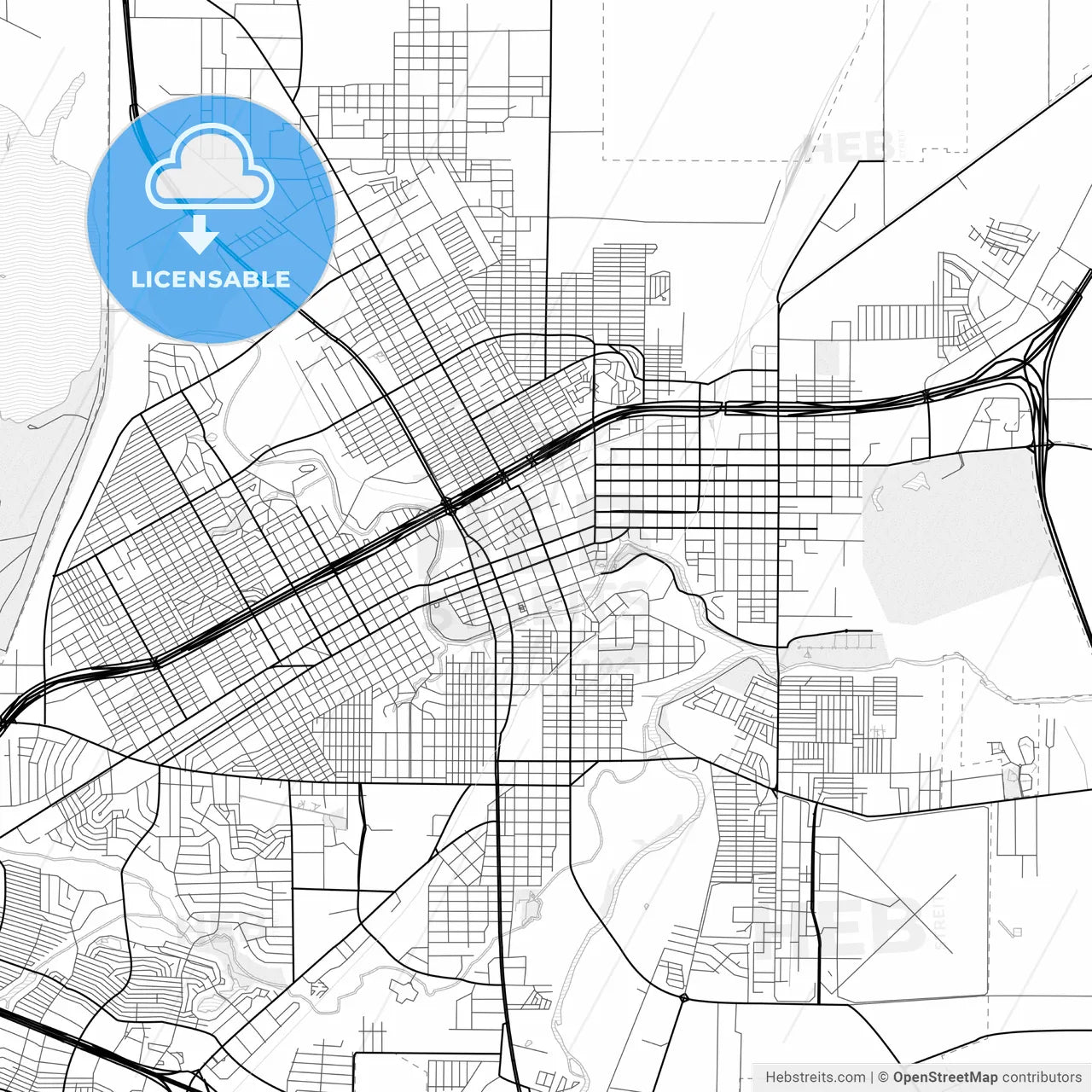 Vector PDF map of San Angelo, Texas, United States