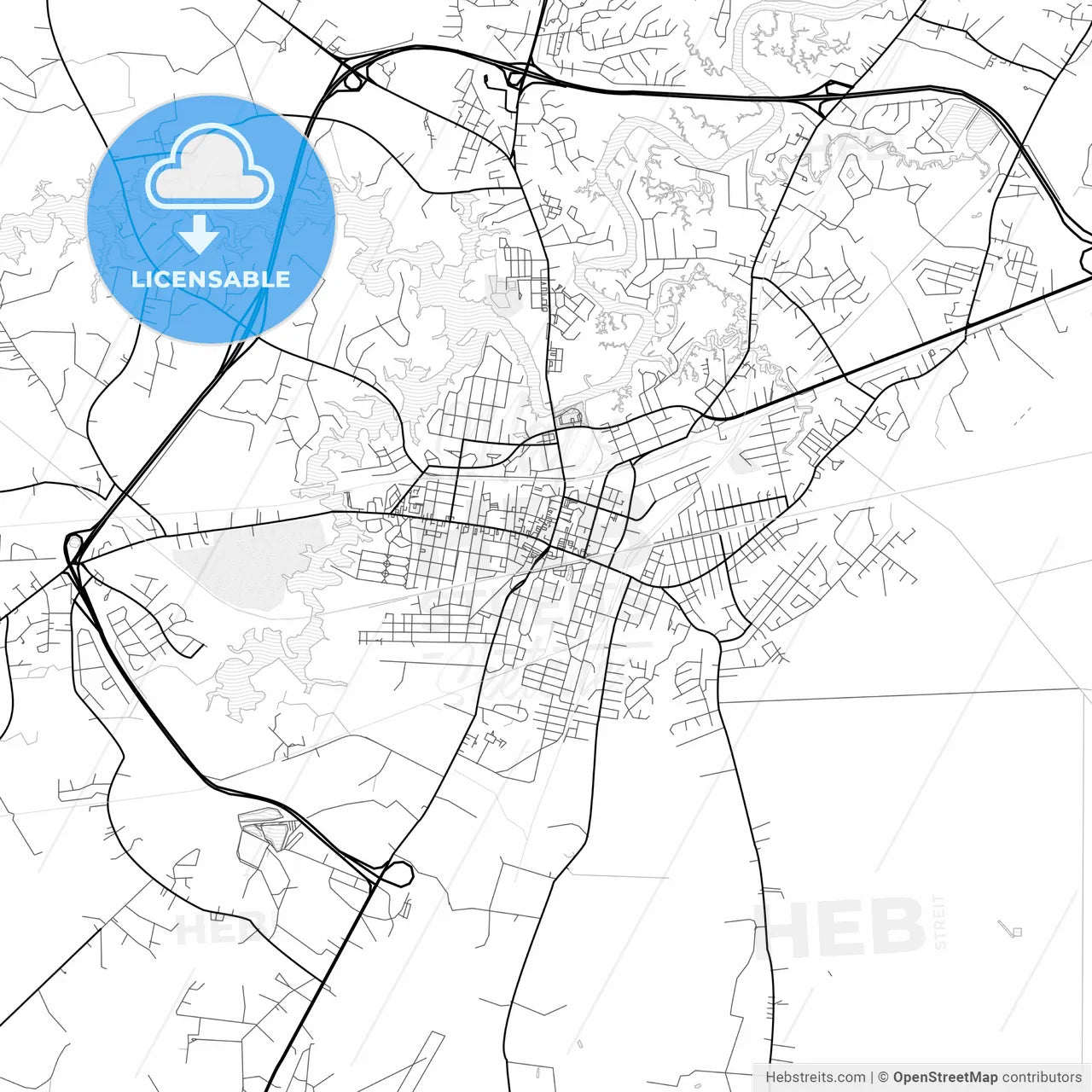 Vector PDF map of Suffolk, Virginia, United States