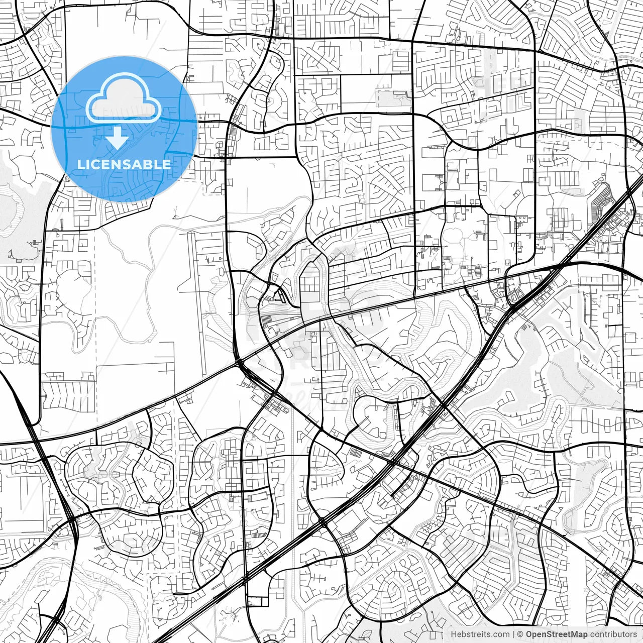 Vector PDF map of Sugar Land, Texas, United States