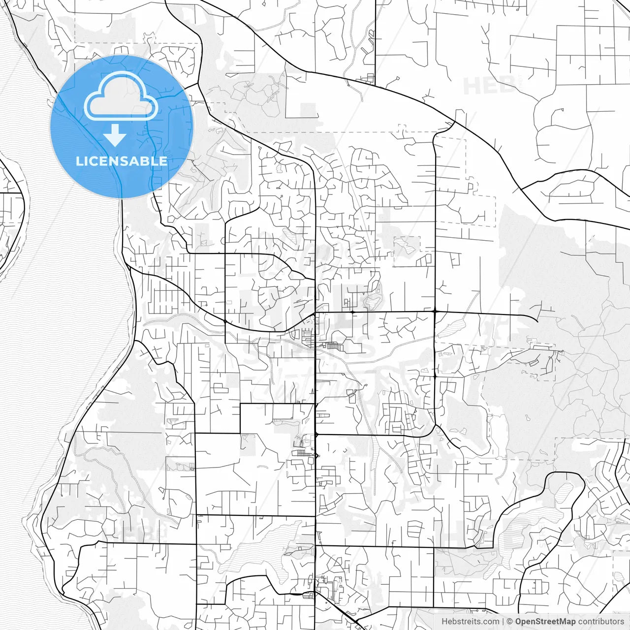 Vector PDF map of Sammamish, Washington, United States