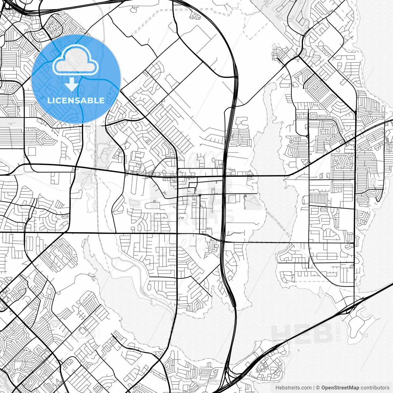Vector PDF map of Rowlett, Texas, United States