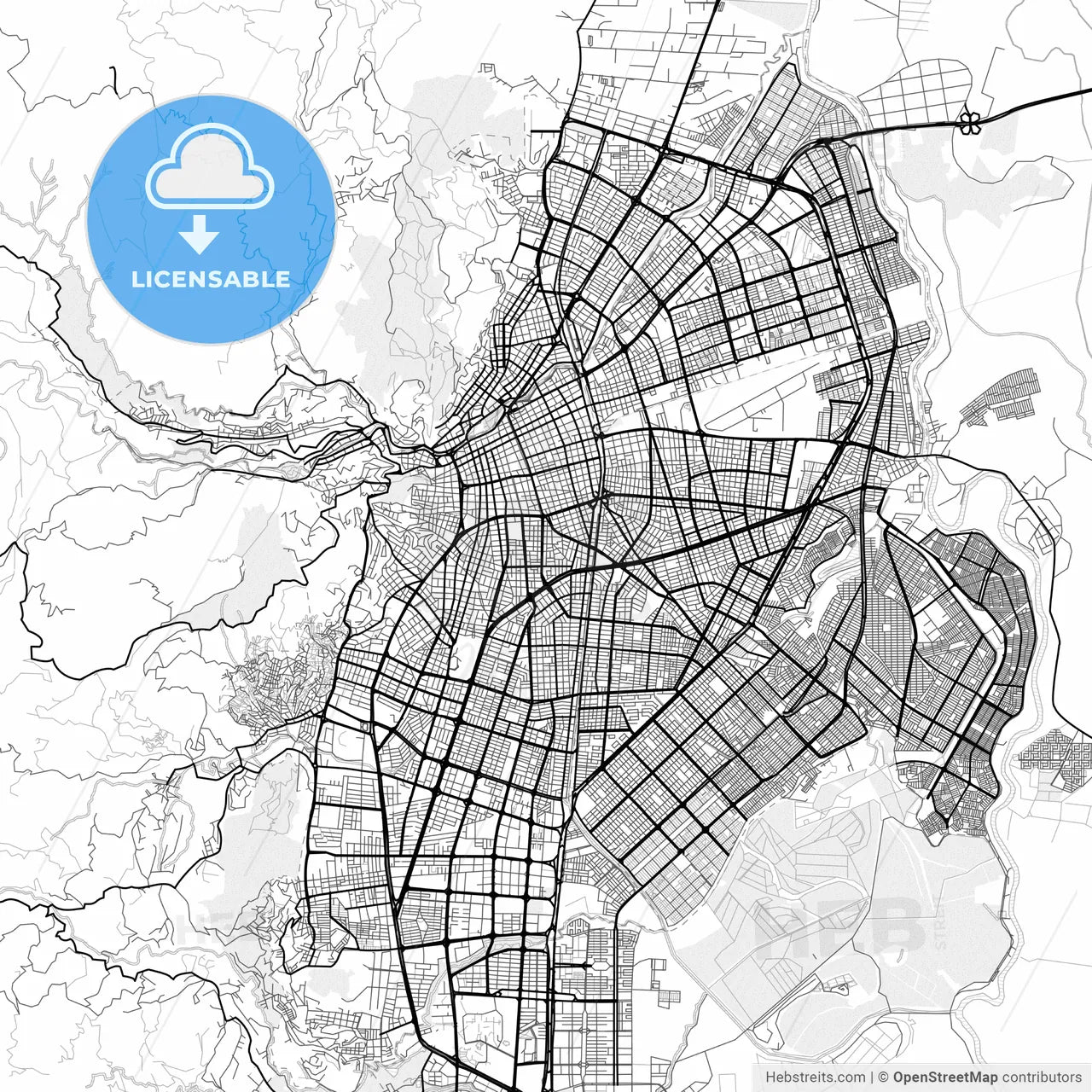 Vector PDF map of Cali, Colombia