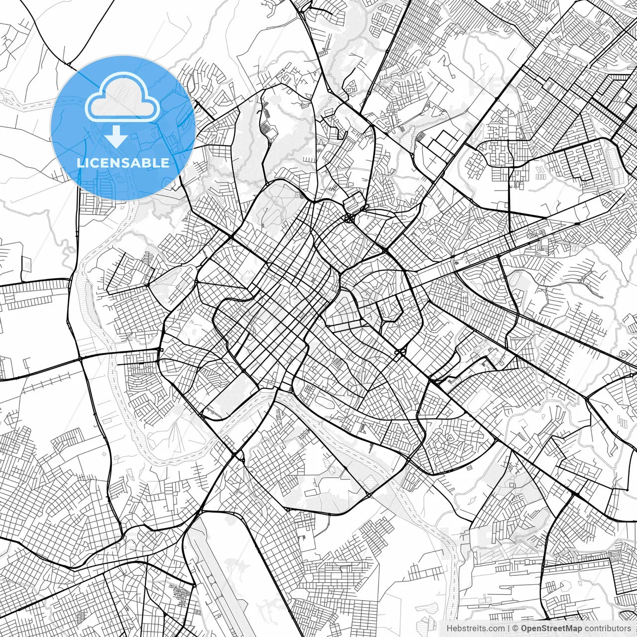 Vector PDF map of Cuiaba, Brazil
