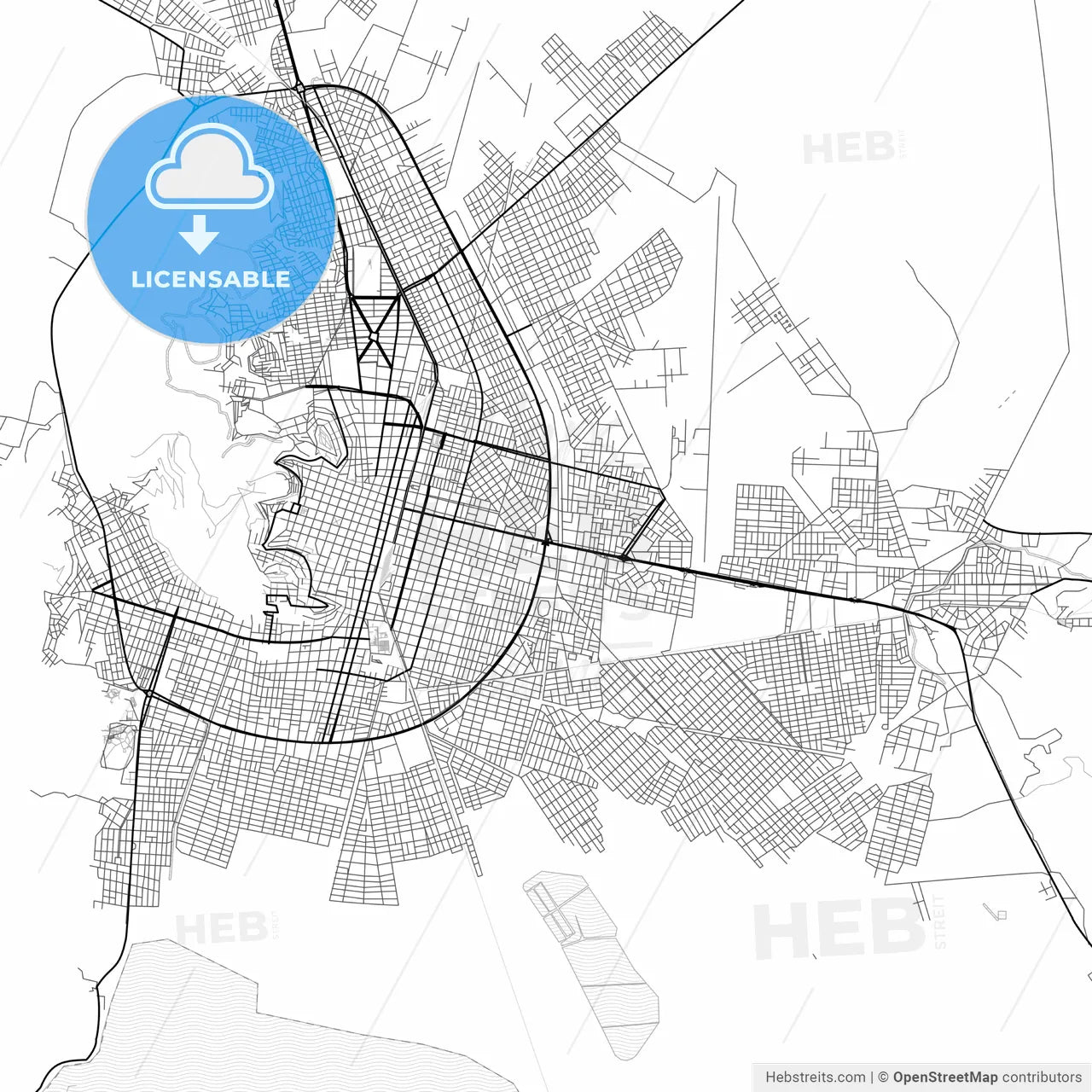 Vector PDF map of Oruro, Bolivia