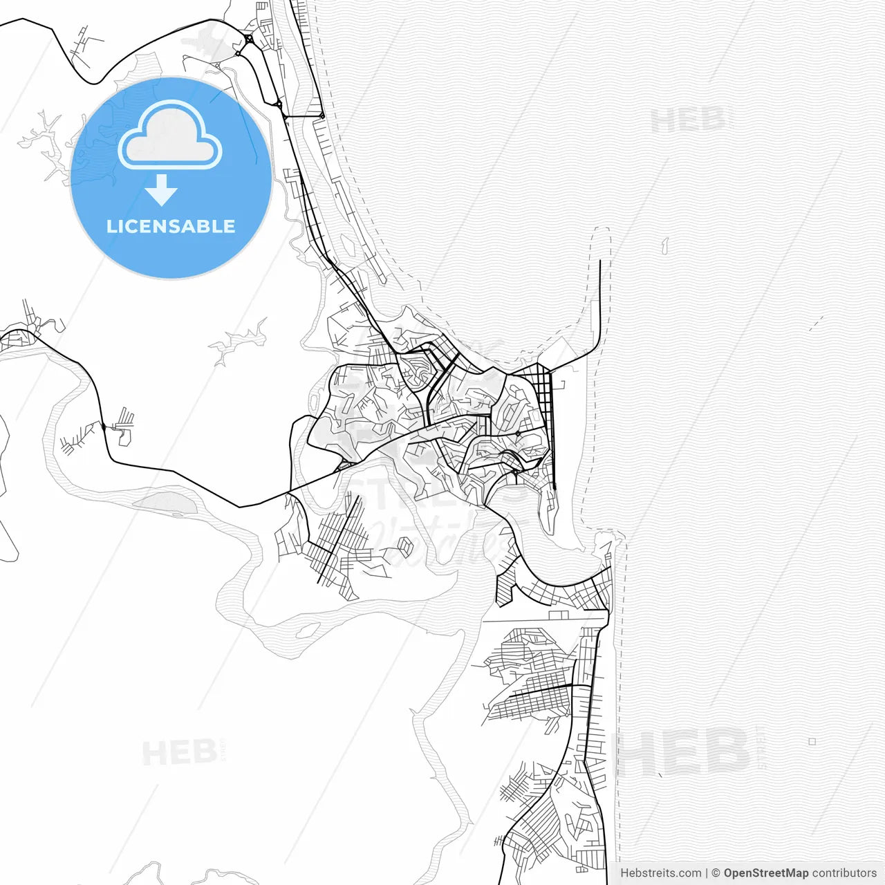 Vector PDF map of Ilheus, Brazil