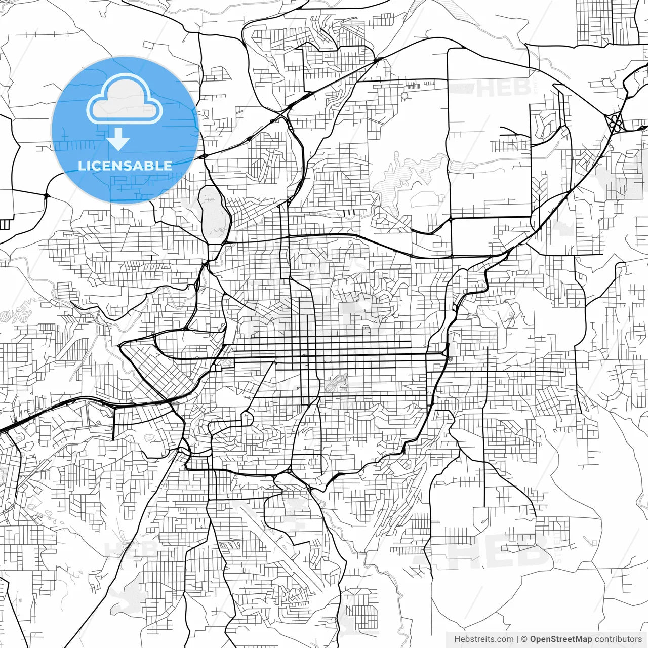 Vector PDF map of Caxias, Brazil