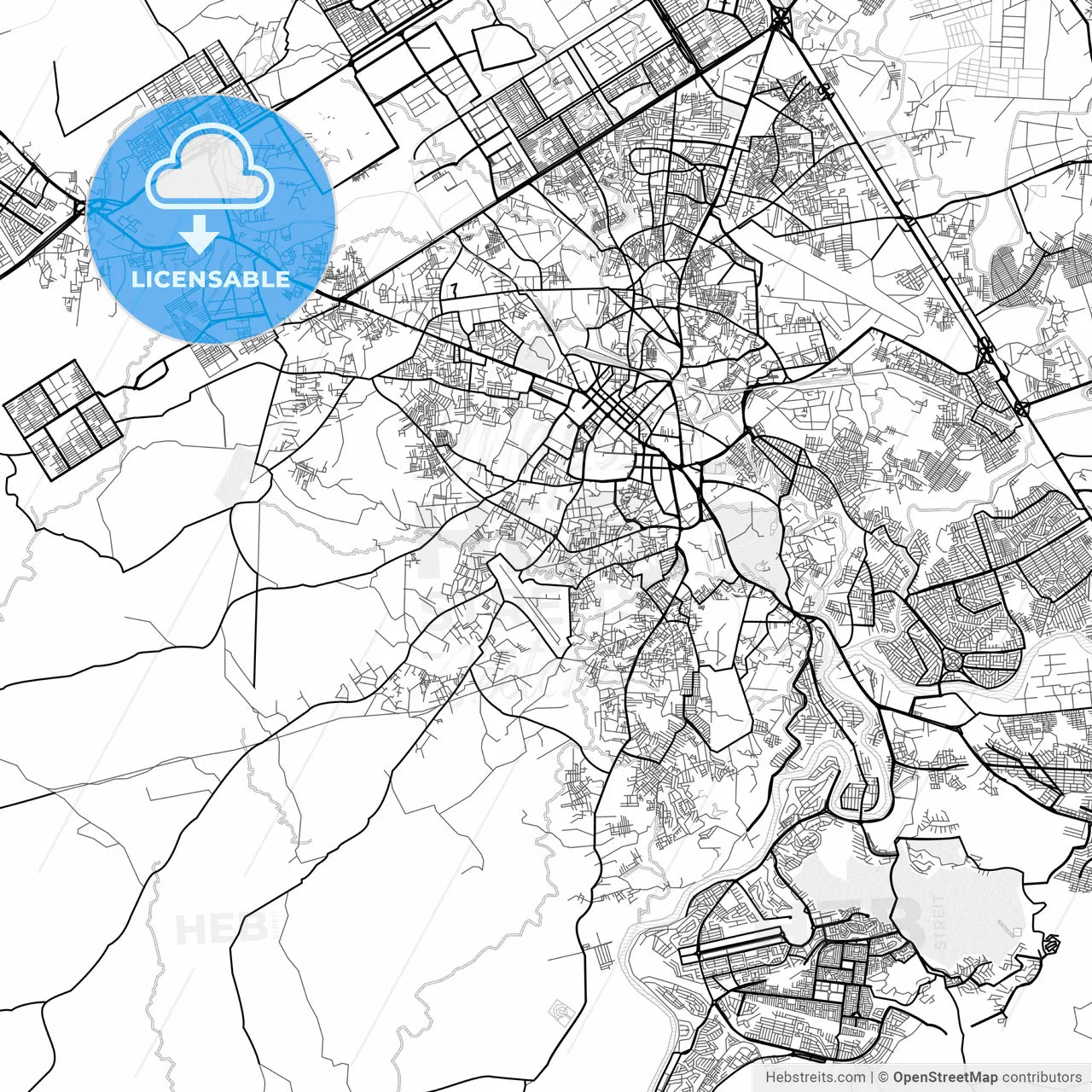 Vector PDF map of Rawalpindi, Pakistan