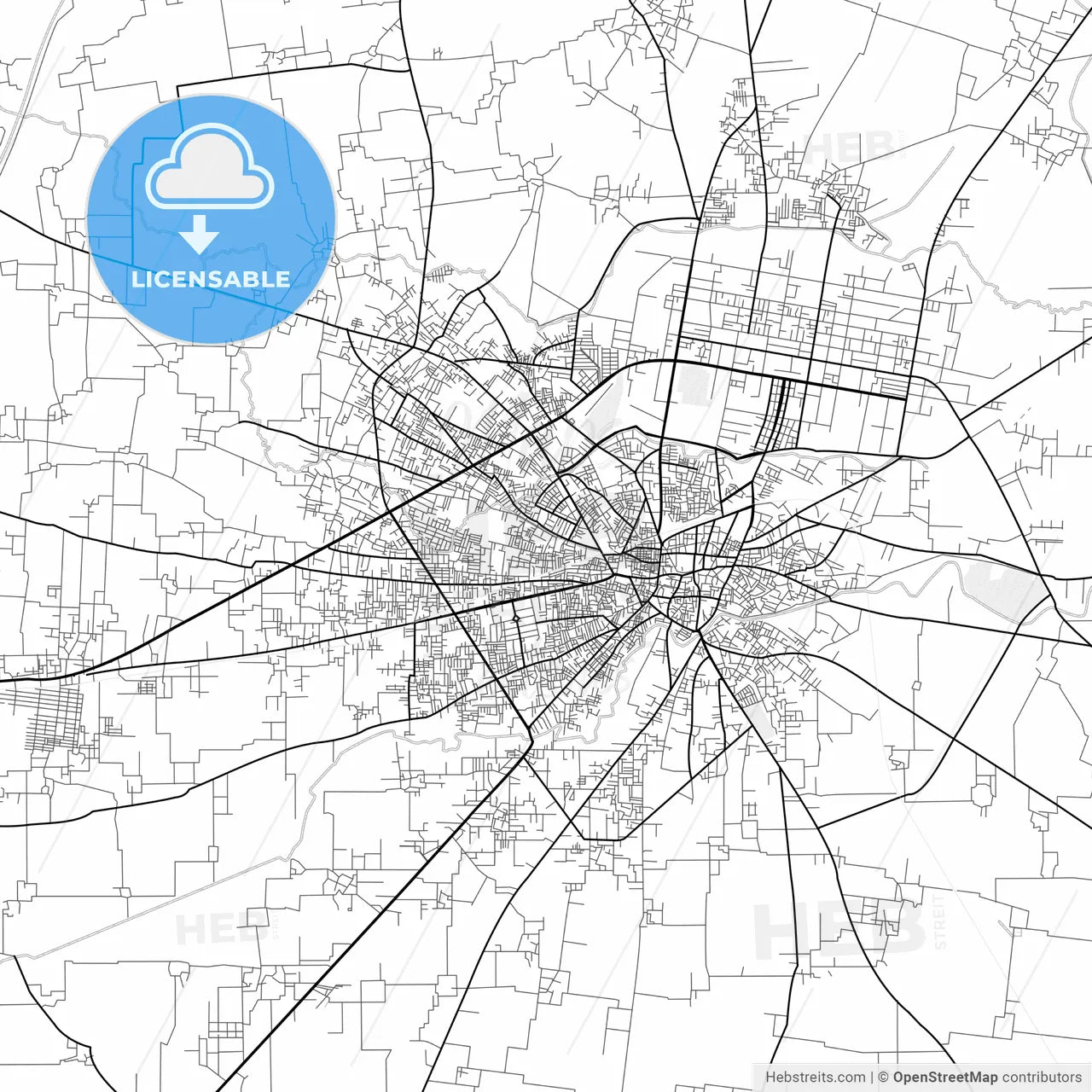 Vector PDF map of Sialkot, Pakistan