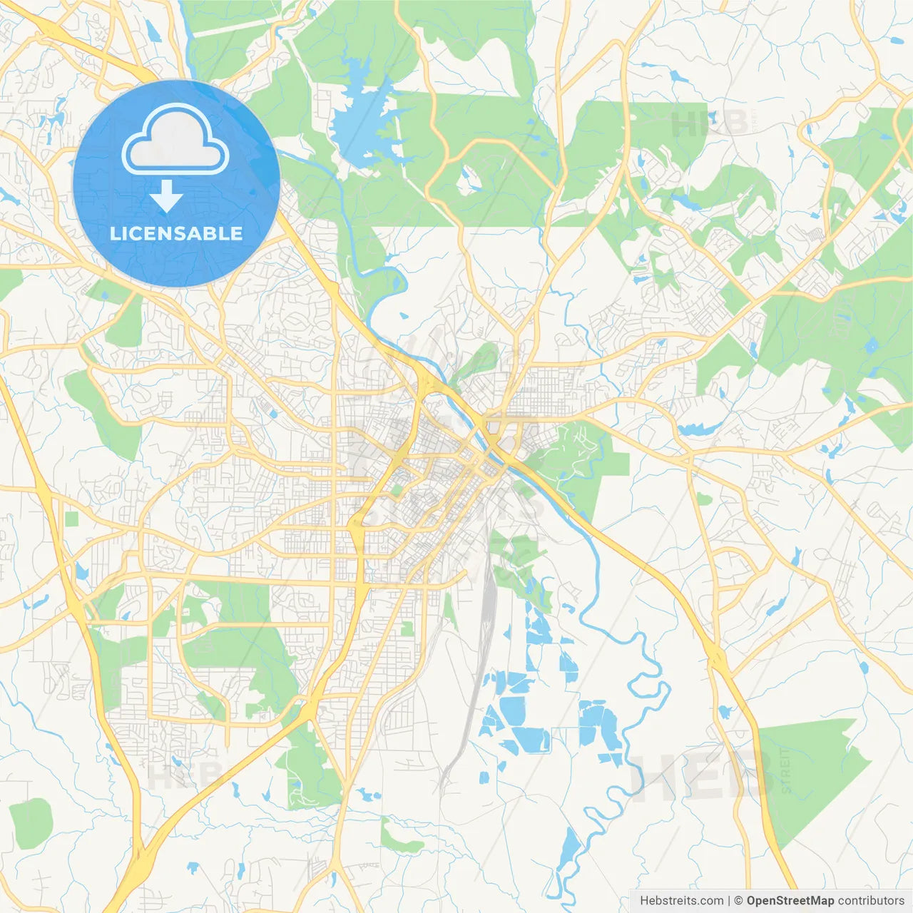 Empty vector map of Macon, Georgia, USA