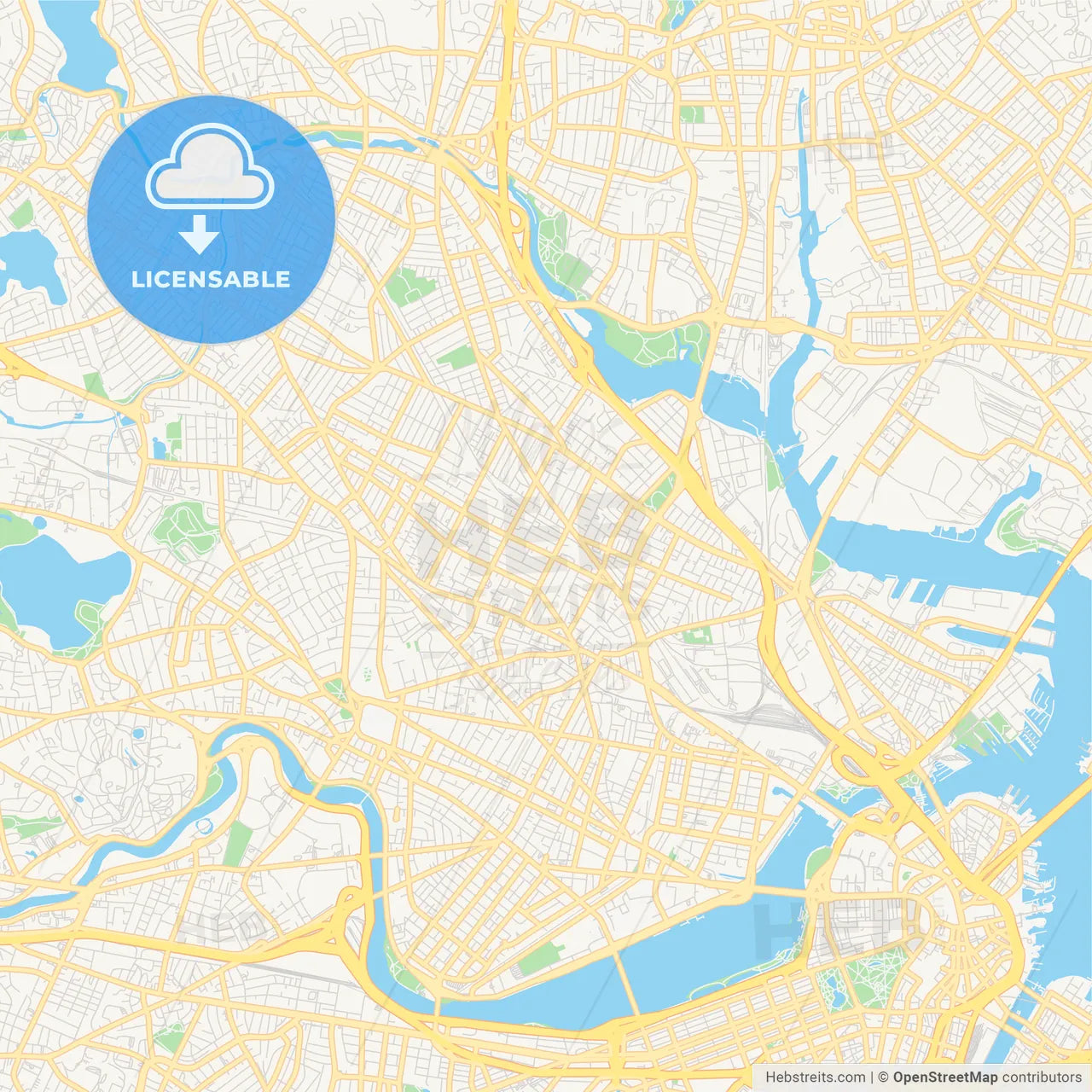 Empty vector map of Somerville, Massachusetts, USA