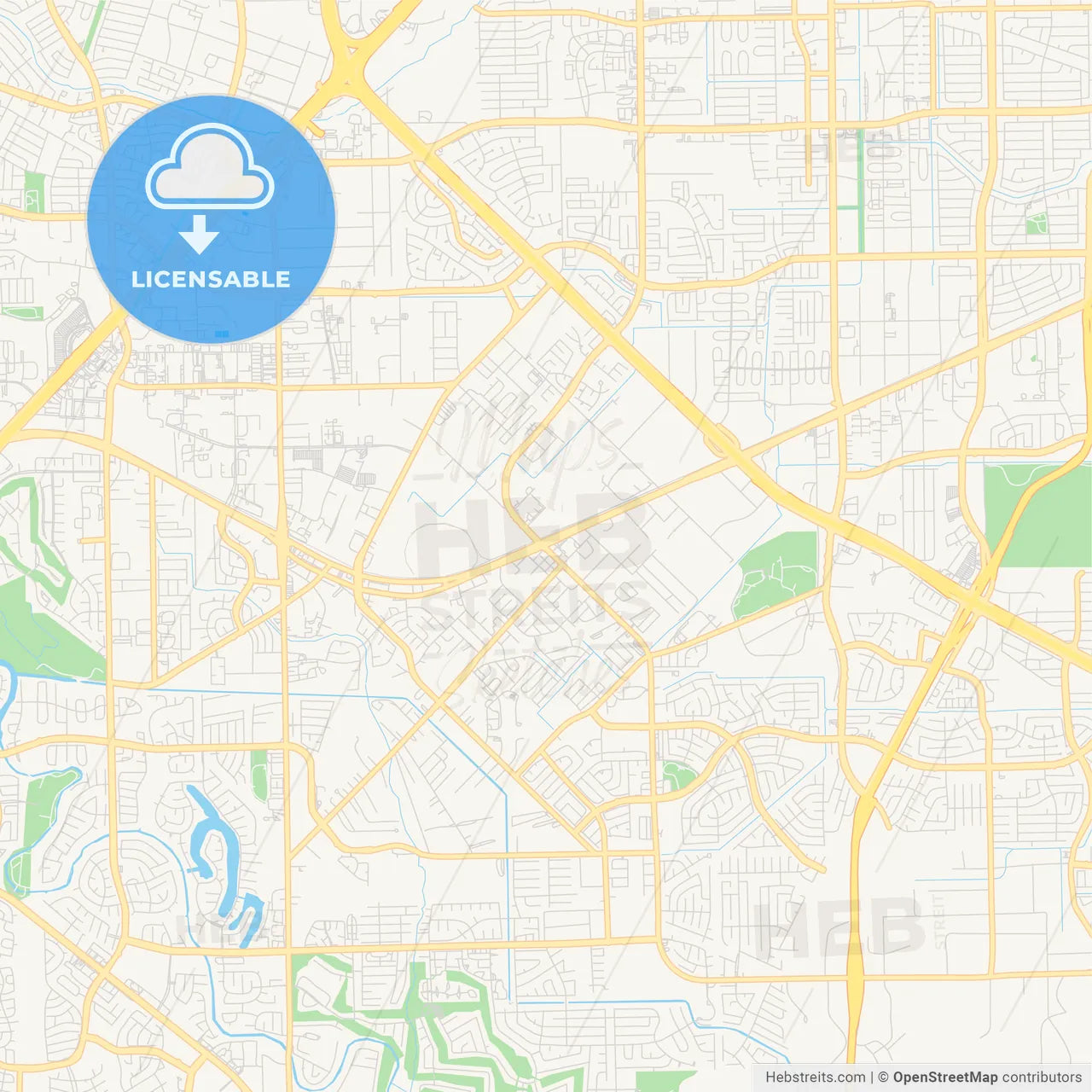 Empty vector map of Missouri City, Texas, USA