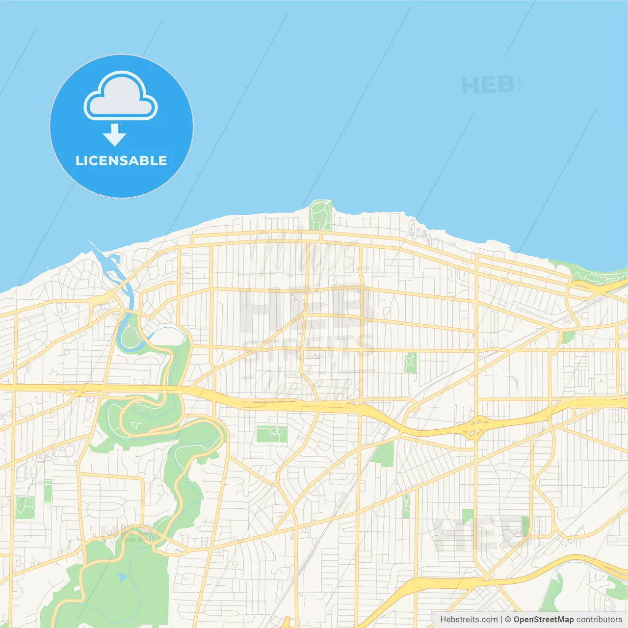 Empty vector map of Lakewood, Ohio, United States of America