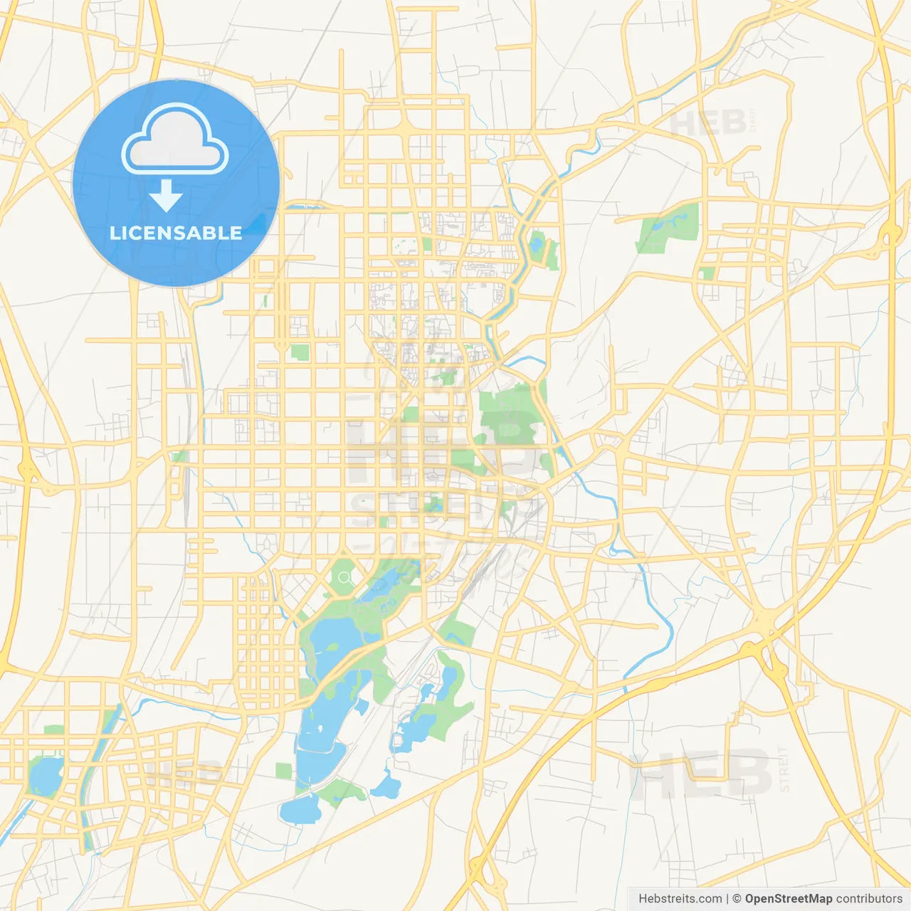 Printable street map of Tangshan, China