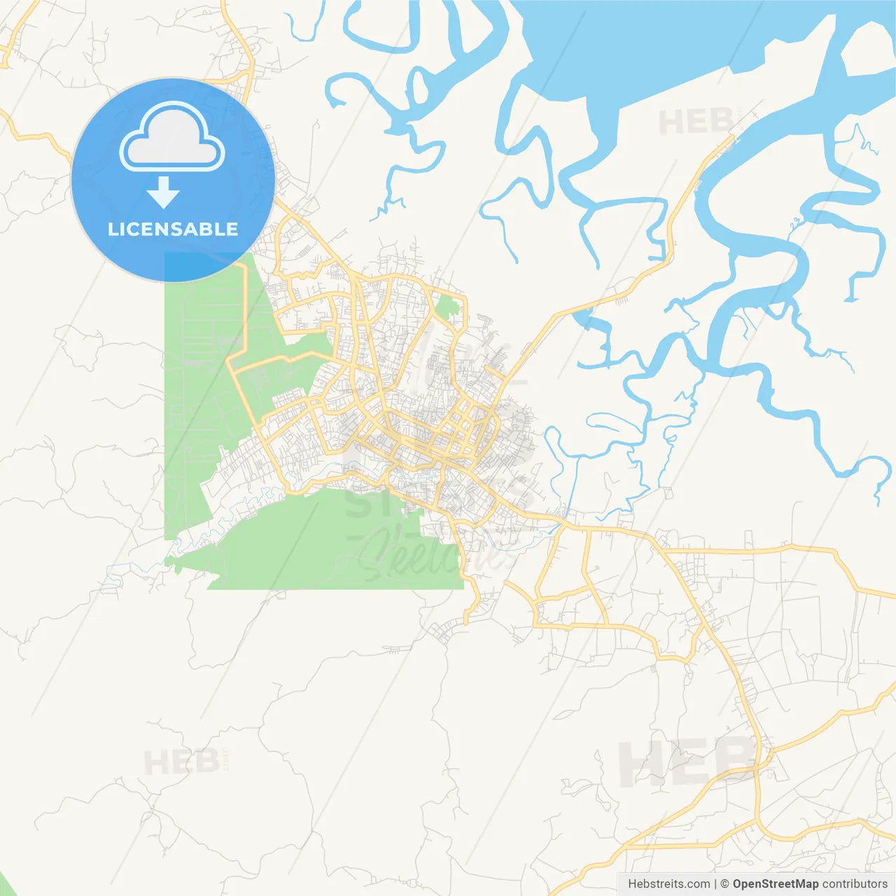 Printable street map of Langsa, Indonesia