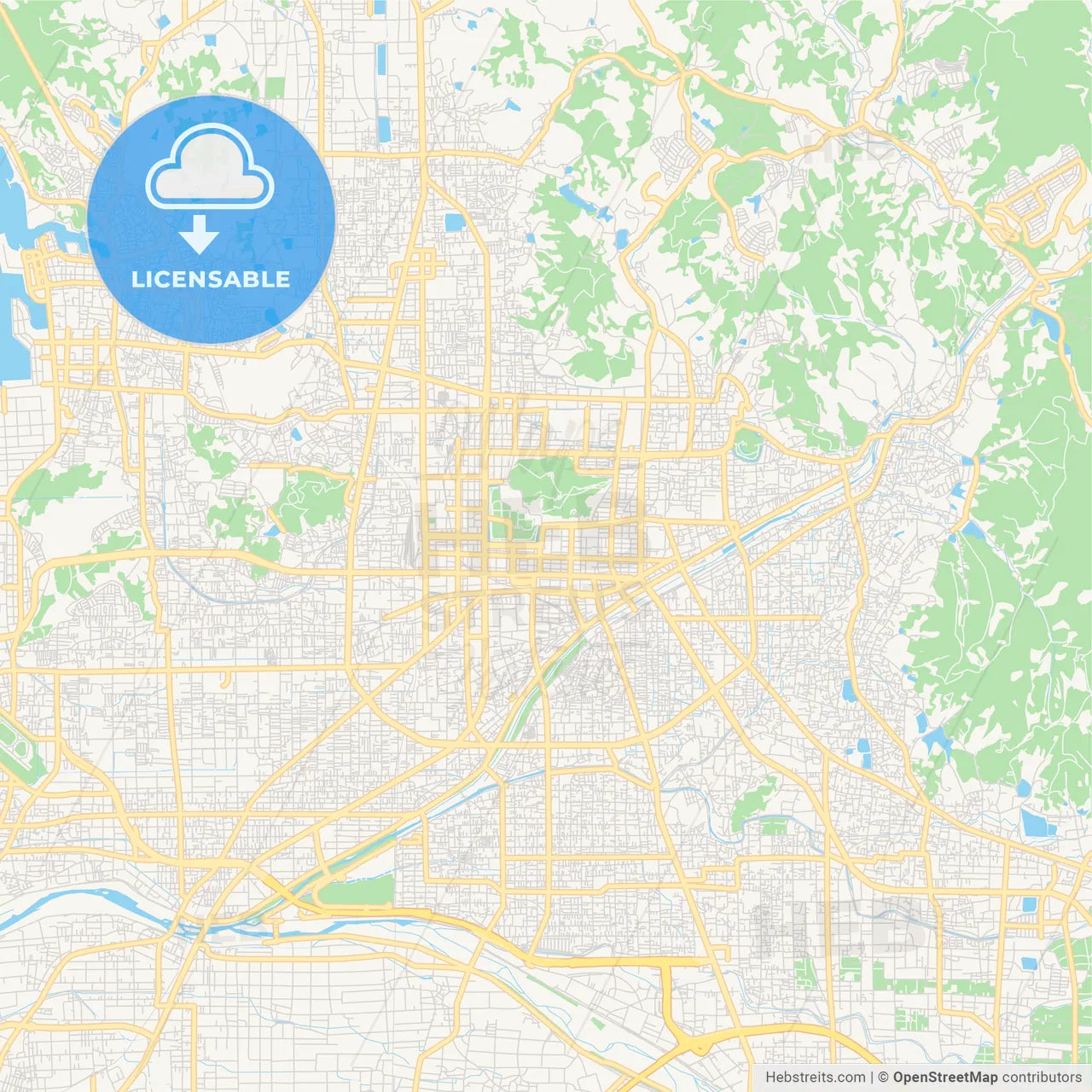 Printable street map of Matsuyama, Japan