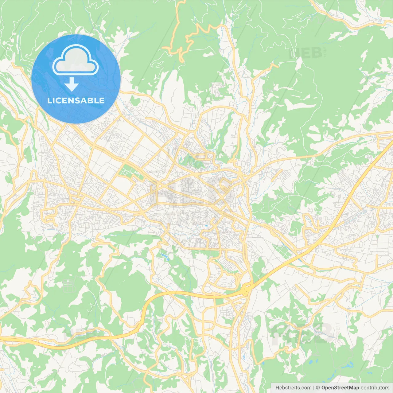 Printable street map of Hadano, Japan