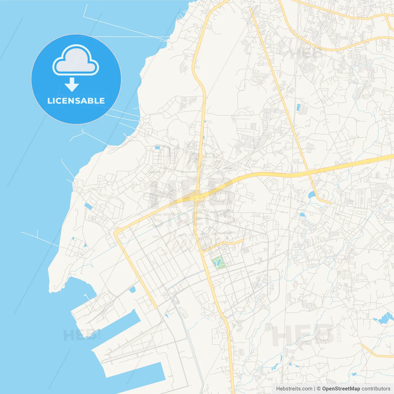 Printable street map of Laem Chabang, Thailand