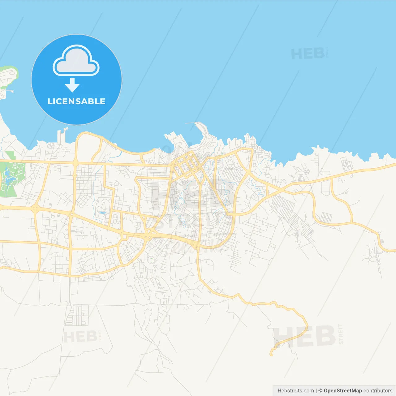 Printable street map of Malabo, Equatorial Guinea