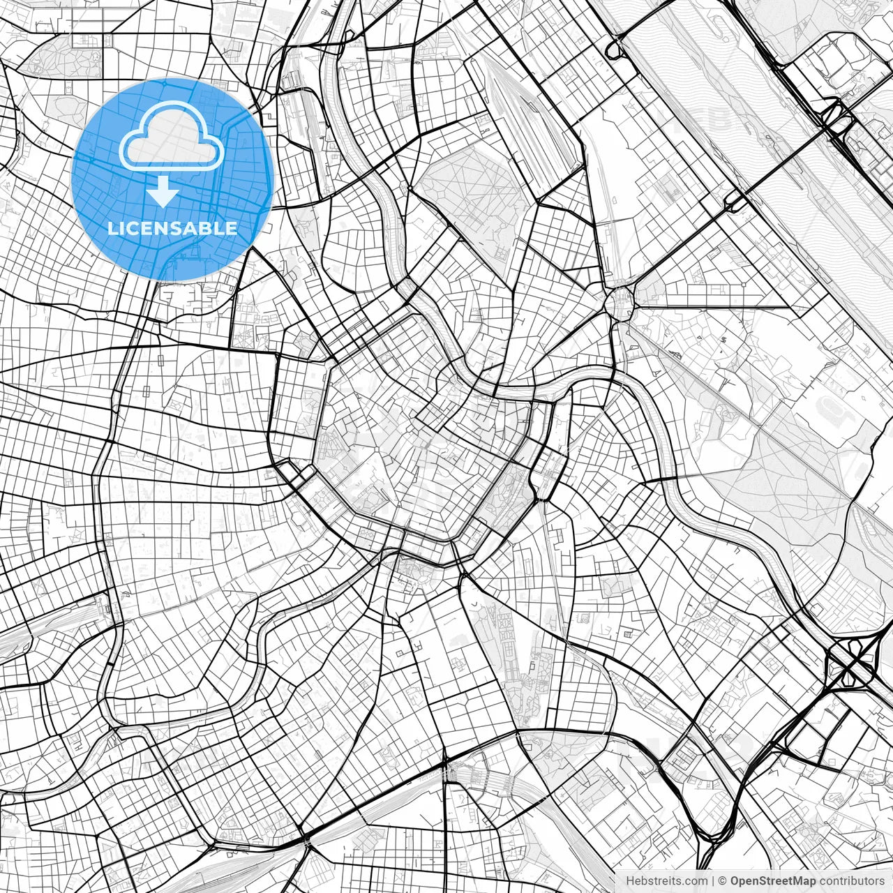 Vector PDF map of Vienna, Austria