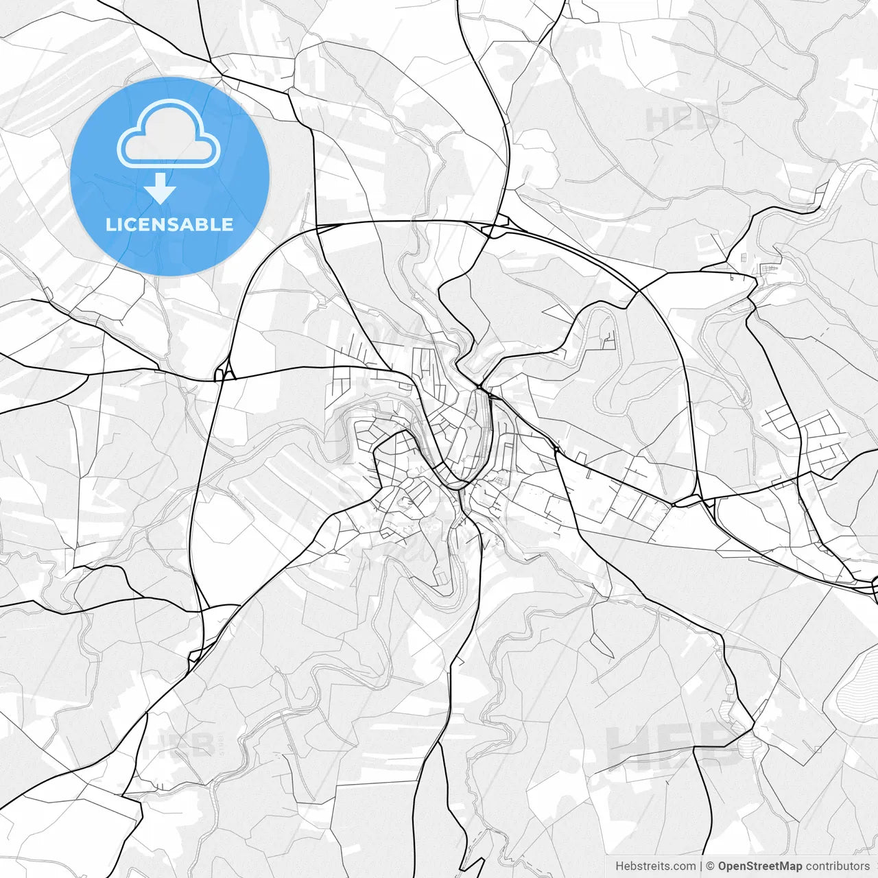 Vector PDF map of Zwettl, Austria