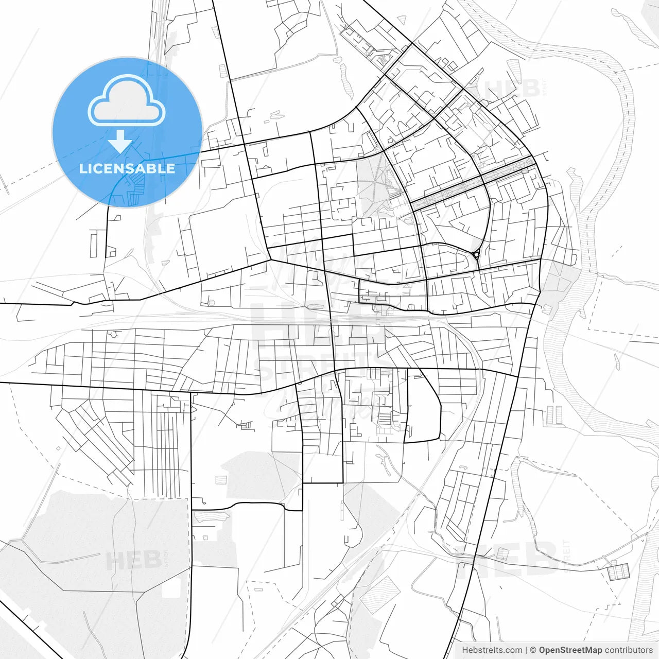 Vector PDF map of Zhlobin, Belarus