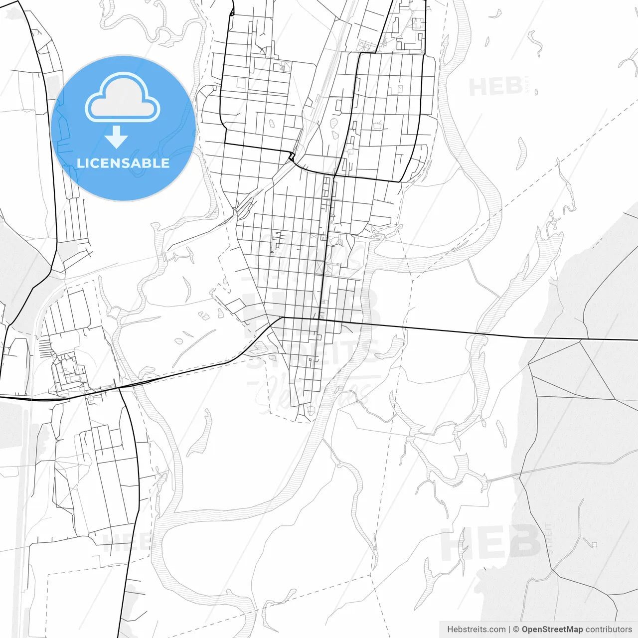 Vector PDF map of Rahachow, Belarus
