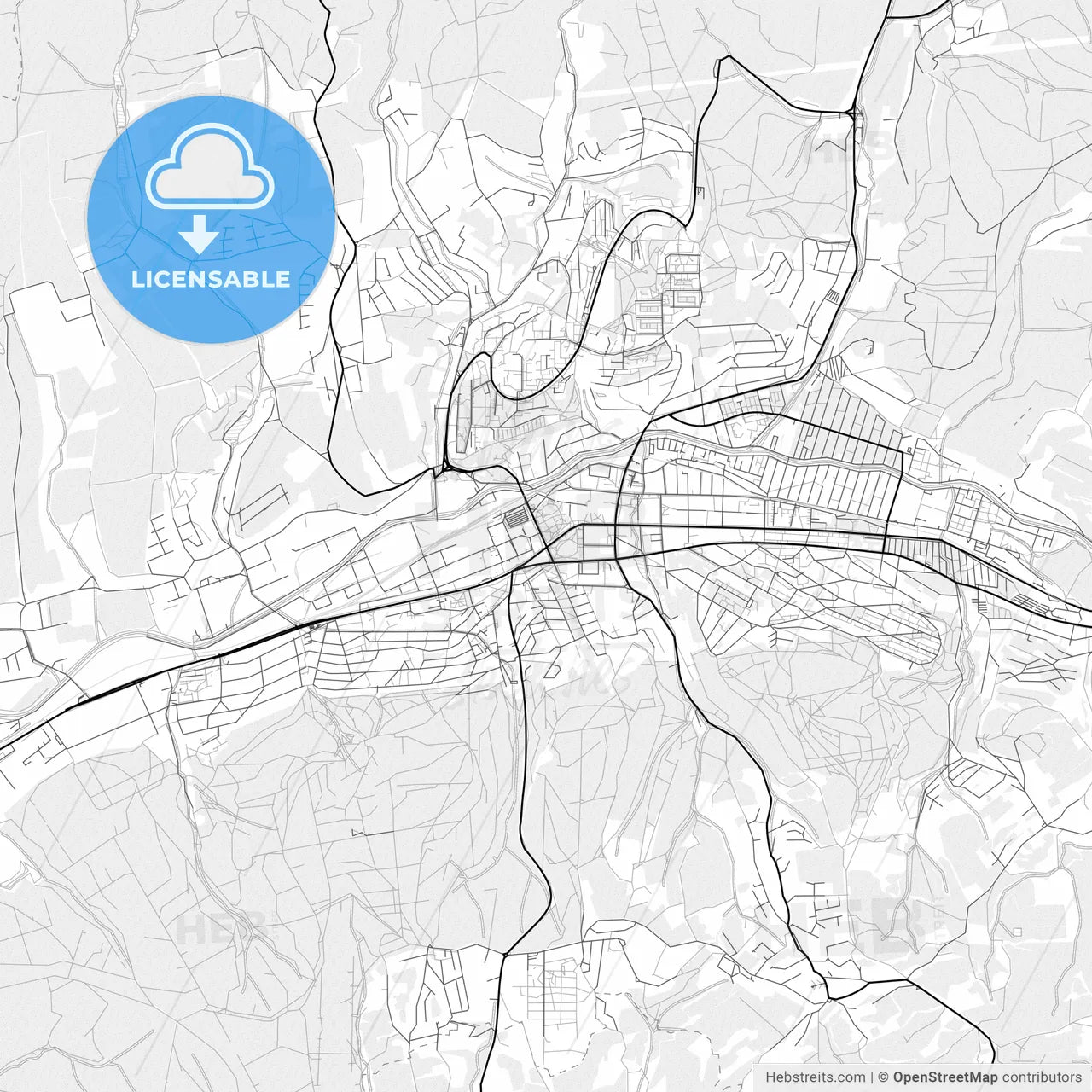 Vector PDF map of Zlín, Czechia
