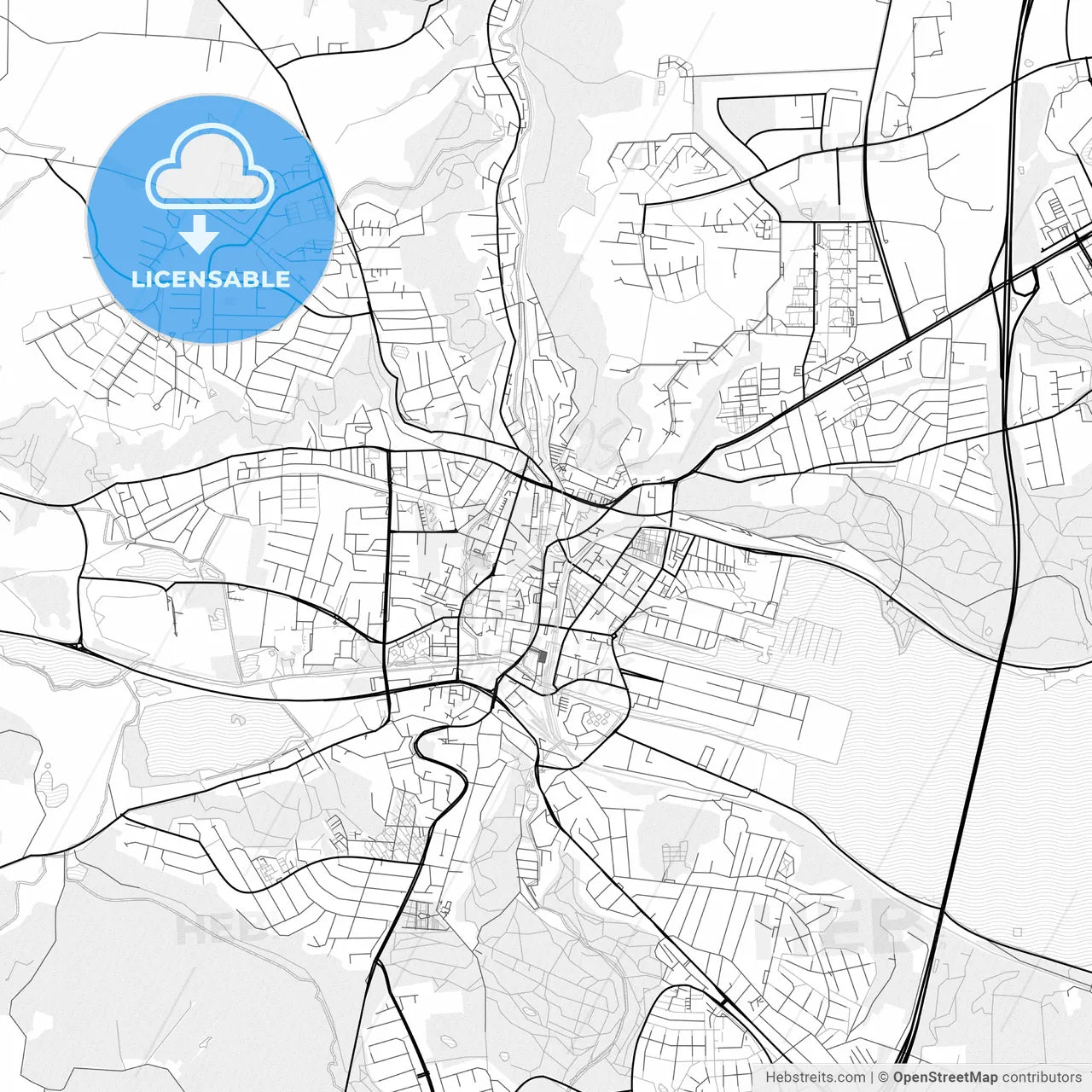 Vector PDF map of Vejle, Denmark