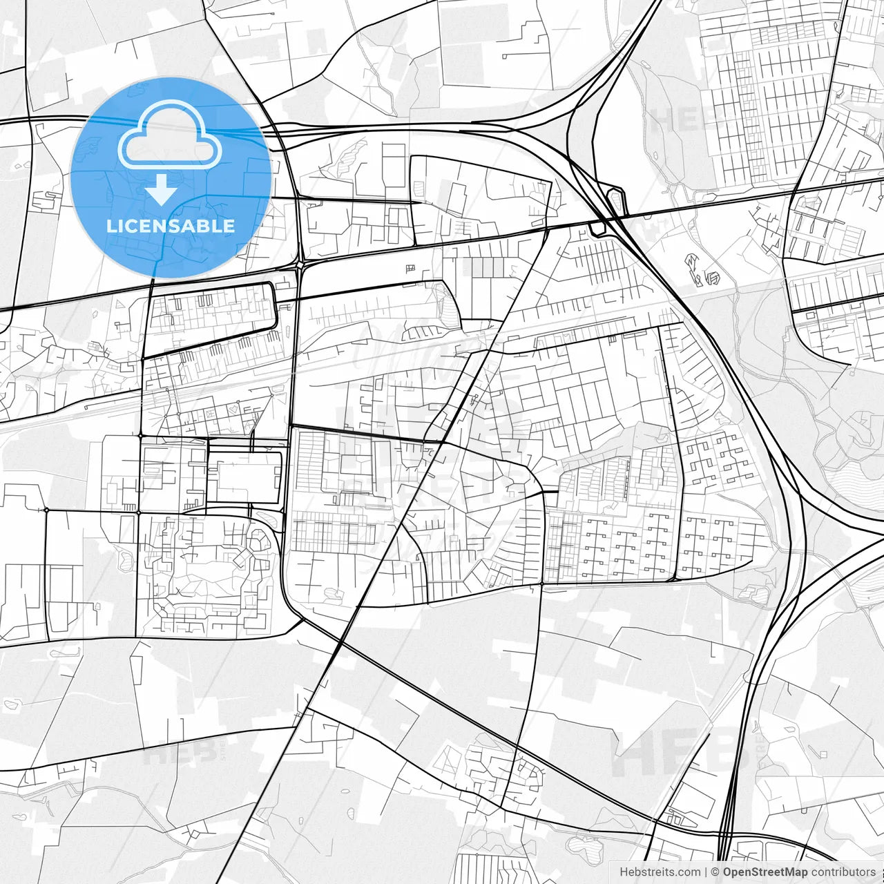Vector PDF map of Taastrup, Denmark