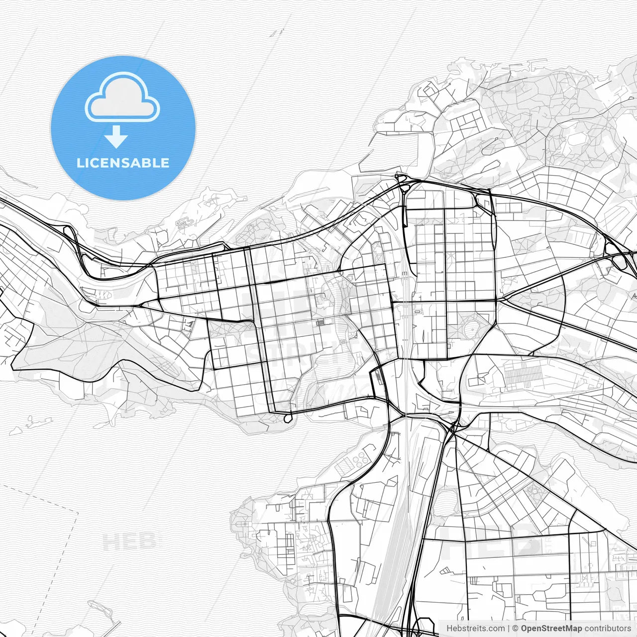 Vector PDF map of Tampere, Finland