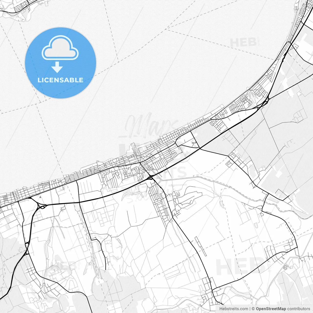 Vector PDF map of Siófok, Hungary