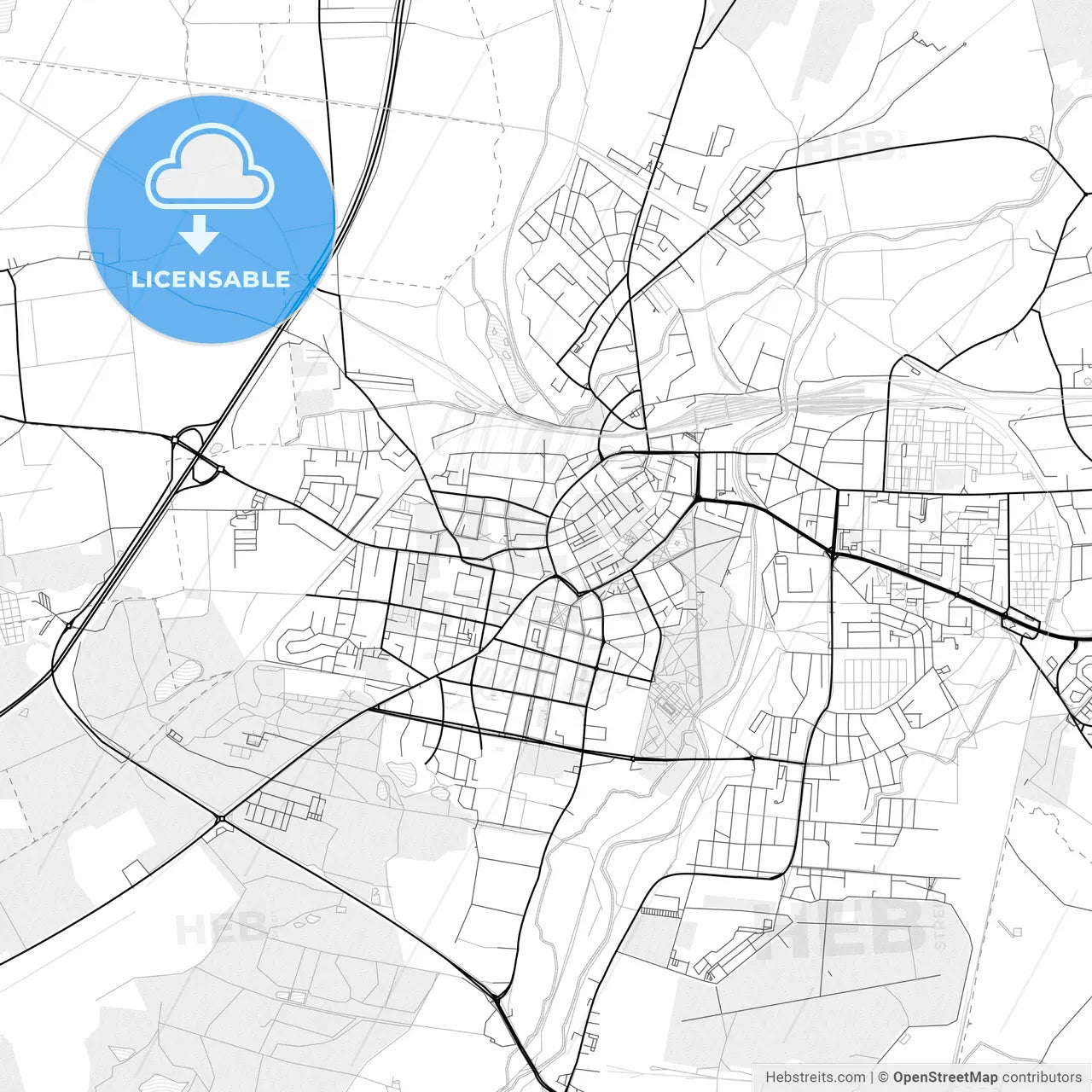 Vector PDF map of Legnica, Poland