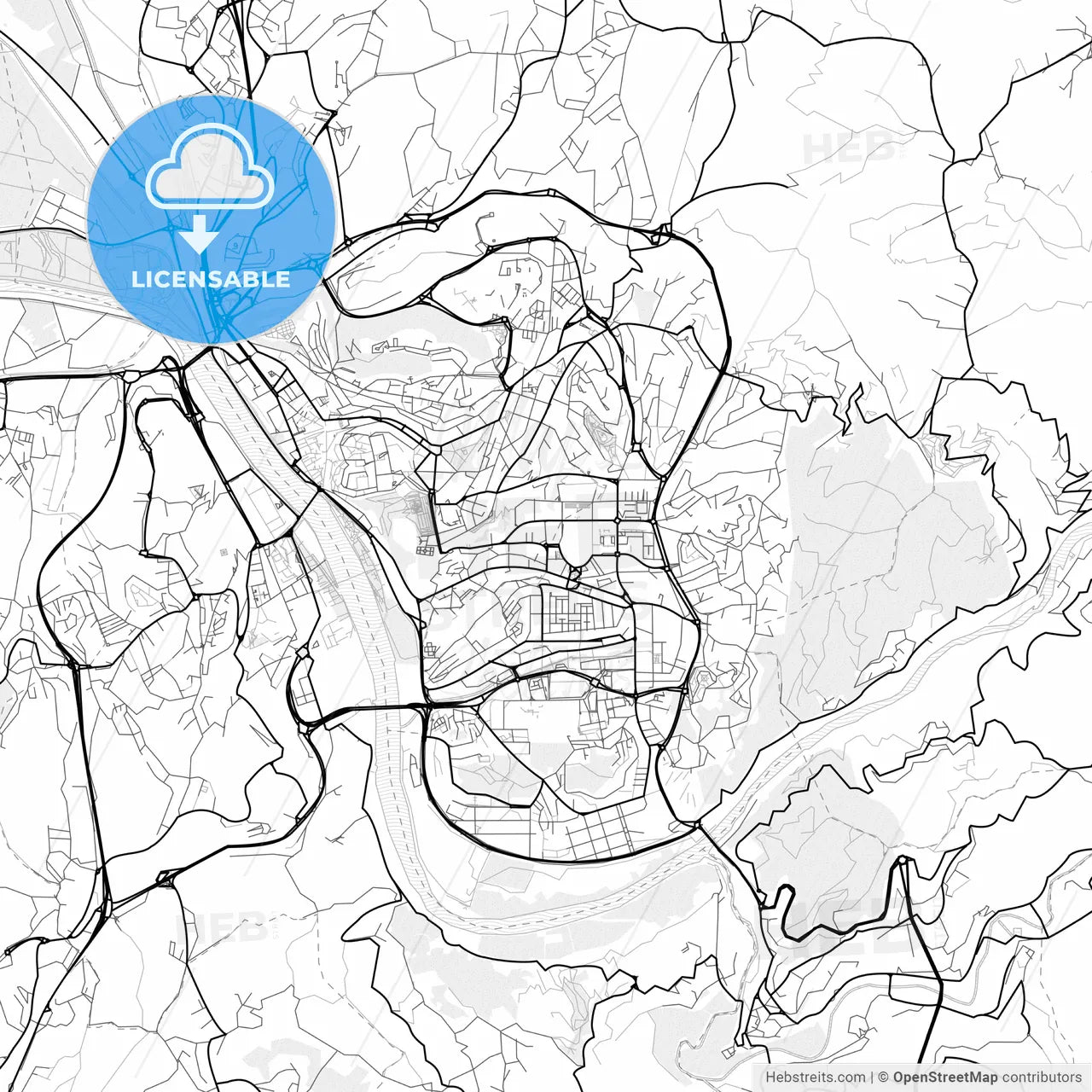 Vector PDF map of Coimbra, Portugal