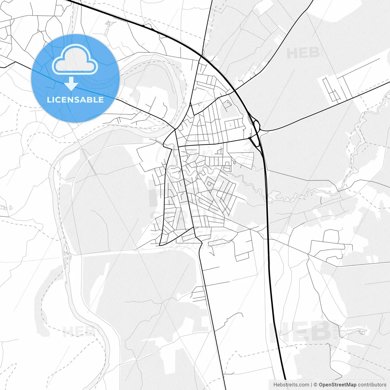 Vector PDF map of Ćuprija, Serbia