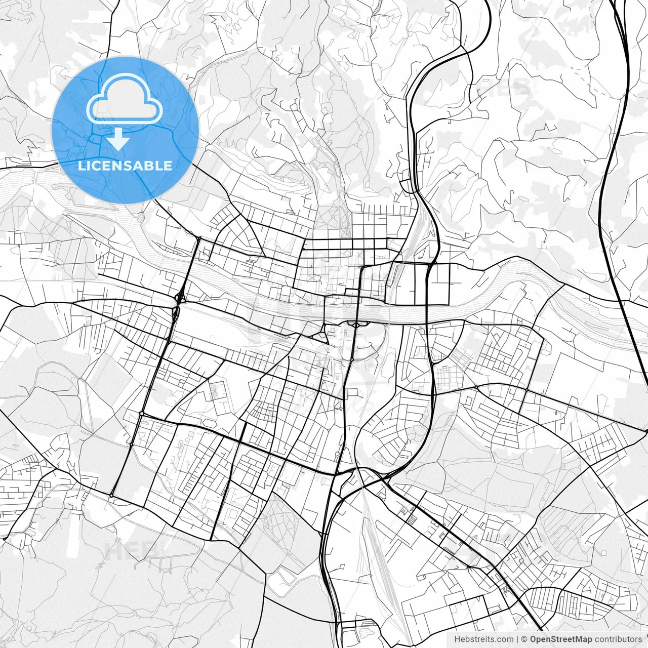 Vector PDF map of Maribor, Slovenia