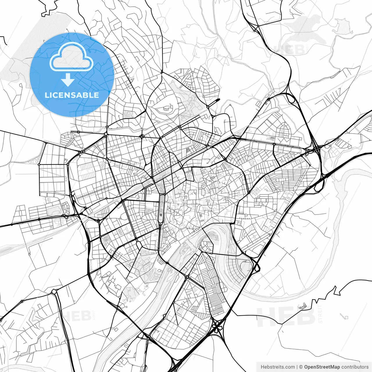 Vector PDF map of Córdoba, Spain
