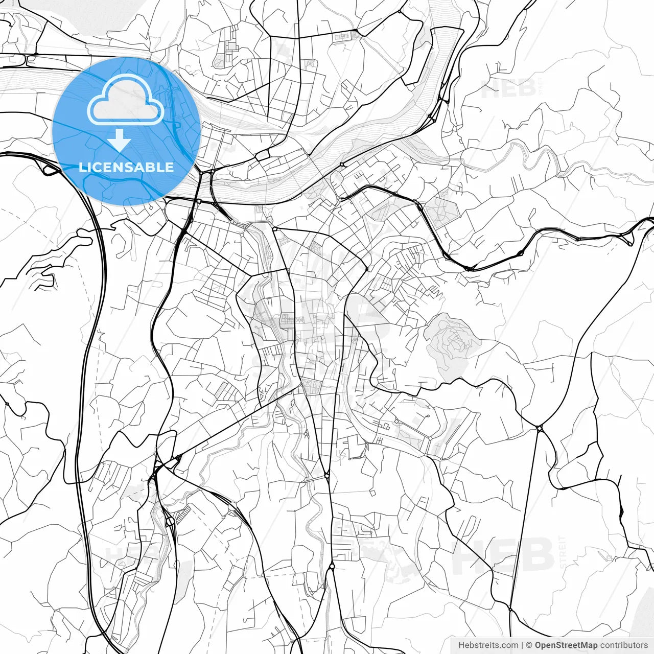 Vector PDF map of Ourense, Spain