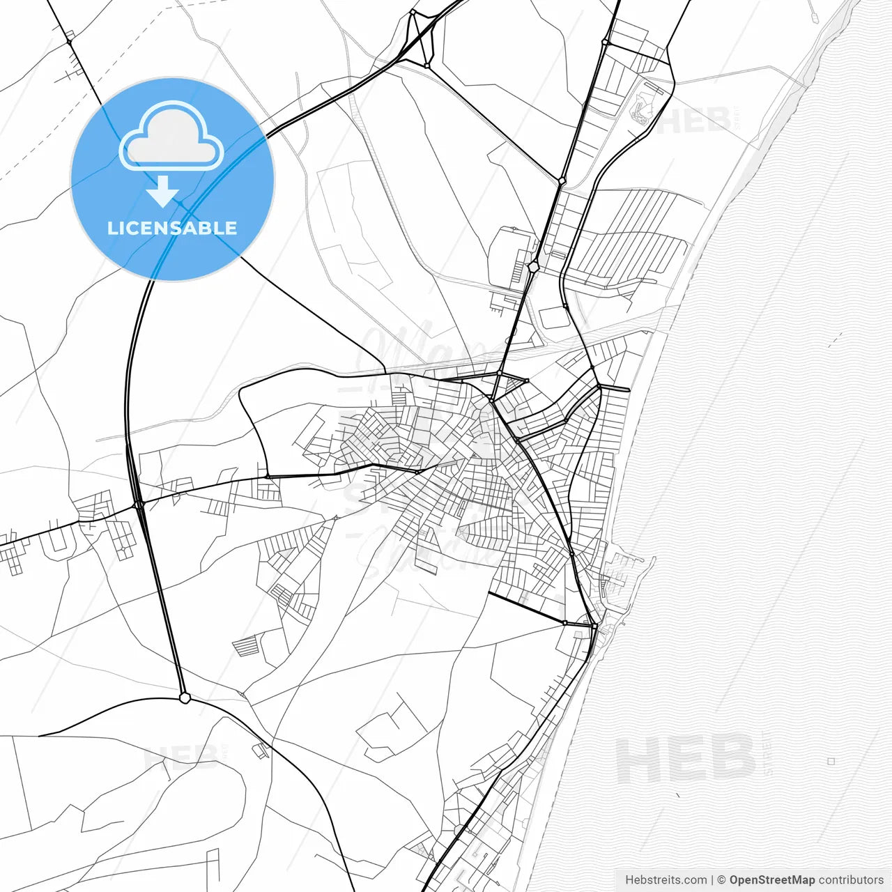 Vector PDF map of Roquetas de Mar, Spain