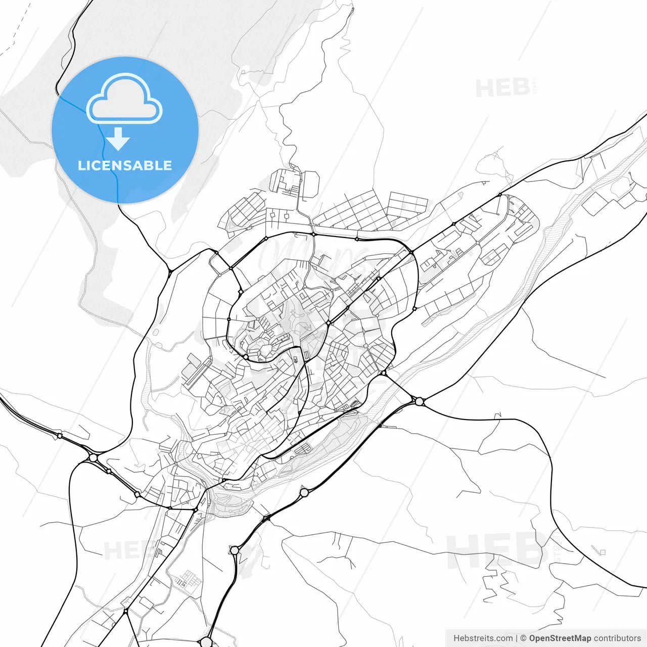 Vector PDF map of Plasencia, Spain