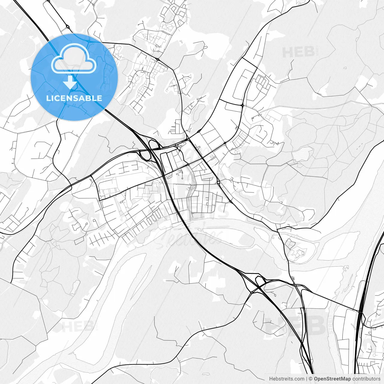 Vector PDF map of Kungälv, Sweden