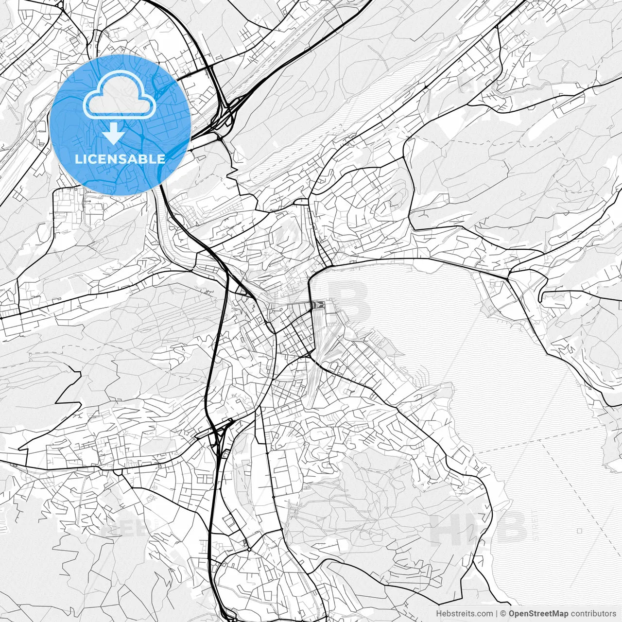 Vector PDF map of Lucerne, Switzerland